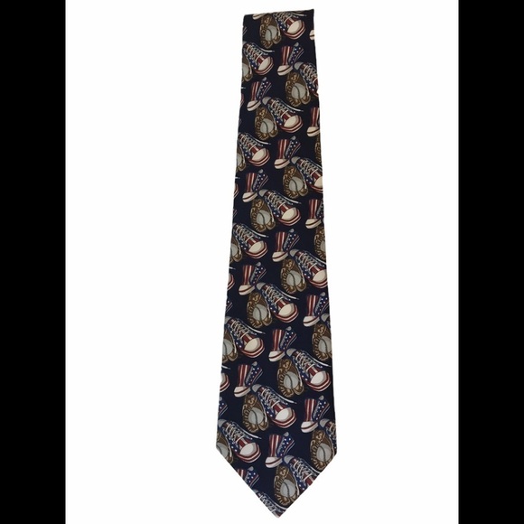 Albert Nipon American Pop USA Baseball Necktie - Picture 2 of 6
